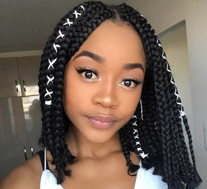 blunt box braids with cords unique Box Braids style