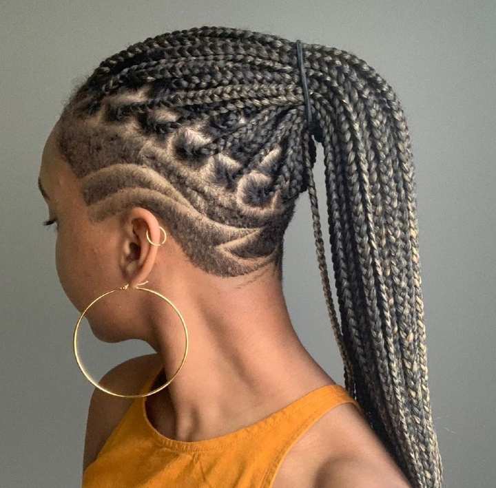 shaved sides Box Braids style
