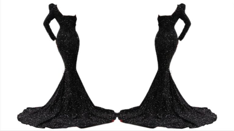 asymmetrical neck sequin prom dress