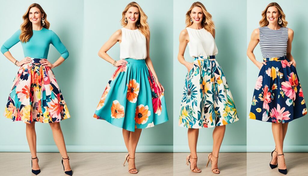 printed skirts for tall and petite girls
